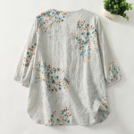 여성 가디건 브이넥 풍경 카디건 여름 면마 프린트 캐주얼 얇은 다올2