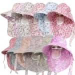 봄 여름 여자 메쉬마스크 밭일 텃밭 정글 낚시 그늘막 농부 꽃무늬 이쁜 여성 창넓은 모자