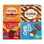 크라운 버터와플 316g 쵸코하임 284g 빅파이 324g 롱스 220g 총4개