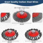 녹 부식 페인트 제거를 위한 나사식 Arbor 앵글 그라인더 와이어 휠이 포함된 4개의 1 2 휠 브러시 컵 세트용 7pcs