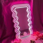 웨이브 미러 네온 사인 USB 전원 LED 침실 벽 살롱 장식 아트 메이크업 테이블 생일