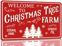 크리스마스 트리 농장에 오신 것을 환영합니다 주석 기호 재미 있은 금속 표지판 레트로 산타