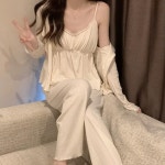 에쓰엘 파자마 캡내장 쓰리피스 가디건 잠옷 세트 홈웨어 파자마 파티