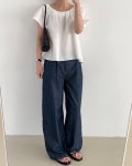 여자 여름 보울 생지 청 데님 팬츠 바지 이누마켓