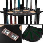 빌마트 풀 스틱 홀더 바닥 스탠드 솔리드 우드 당구 큐 랙 테이블 액세서리