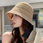메쉬 라탄 벙거지 봄 여름 버킷햇 여성 모자