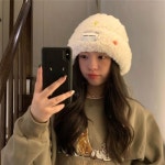 단추 손뜨개 털 겨울 비니 니트모자