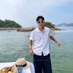 남성용 솔리드 셔츠 니트 반팔 여름 빈티지 통기성 올드한 성숙 중후한 CH2