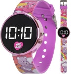 ACCUTIME Accutime Care Bears 아동용 디지털 시계 수집용 틴 읽기 쉬운 원형 LED 디스플레이 모던 1개