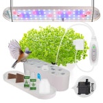 LED 수경 재배 시스템 영양제 비료 종묘장 토양 바구니 펌프 타이머 키트 실내 정원 10 포드 2 5L 탱크