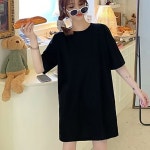 여자 데일리 캐주얼 오버핏 스타일 무지 반팔 티셔츠