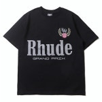 RHUDE Grand Prix 레터링 하이웨스트 박시 여름 라운드 반팔 티셔츠