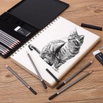 펜 씨 - 그림 그리기용 스케치 연필 19개 흑연 스틱 지우개 샤프너 스케치용 아트 신학기 14 pcs