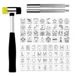고무 망치가 가죽 스탬프 도구 71 PCS 다양한 모양 안장 만들기 펀치 세트 조각 도구 도구 71PC 21pc