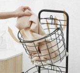 2단 사각 3단 원형 이동식 트롤리 빨래바구니 빨래통 메쉬망 다용도 바구니 세탁바구니 카트