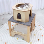 퍼르르펙트 산토리니 풀하우스 내츄럴 소형 2단 고양이 해먹 고양이집 자작나무 원목 가구