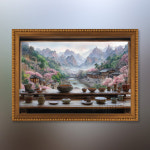 퍼즐사랑 화로운 산촌 풍경 미니 직소 퍼즐 액자 세트 2000피스