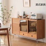 홈카페수납장 부엌수납장 그릇장 홈카페장 1600 서랍 뉴질랜드 소나무 무지개 유리 양문