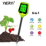 Yieryi 디지털 LCD PH EC 수분 비옥도 온도 테스트 감지기 식물 정원 농장 토양 분석 모니터 6 in 1 테스