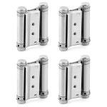 QWORK 헤비 듀티 카페 살롱 바 도어 스윙 힌지 4팩 3 스테인리스 스틸 셀프 클로징 더블 액션 스프링 힌지 3 Inch 4 Pack