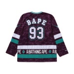 베이프 x 미첼 네스 NHL 애너하임 덕스 메쉬 하키 저지 L S 티
