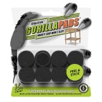 슬립스틱 고릴라패드 미끄럼 방지 가구 패드 그 피트 16개 세트 자체 접착 고무 바닥 보호대 1 원형 검은색 1 Round CB147