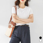 턴키 여성용 라운드넥 슬림 라인 스판 반팔 티셔츠 GST-286 2