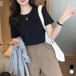 턴키 여성용 라운드넥 슬림 라인 스판 반팔 티셔츠 GST-286 2