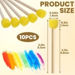 Pndeyo 10pcs 0 6 페인팅용 스펀지 브러시 나무 손잡이가 둥근 폼 페인트 DIY 예술 공예용 브러시 염색 도구 -