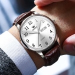 OLEVS 남성용 시계 읽기 쉬운 캐주얼 가죽 데이트 방수 페이스 손목시계 all G5653