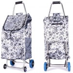 스테인리스 장바구니 카트 접이식 없는 4륜 손수레 마트 짐수레 카트 휴대용 가정용 트레일러