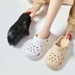 가벼운 EVA 여성 슬리퍼 샌들아쿠아슈즈 여름 통굽 신발 바캉스 경량 키높이 작녀 펀칭 여자 샌달