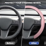 프라니 나파 가죽 스티어링 휠 커버 유니버설 15 프리미엄 미끄럼 방지 커버 1