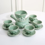 박씨상방 박씨상방 박씨상방 청자 3학 5인 전통다기세트 잔받침 전통 도자기 다기잔