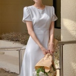 스윗트리 슬림핏 튤립소매 정장 미디 오피스 원피스 j0994