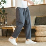 남성 팬츠 린넨 9부 밴딩 통바지 여름 데일리 2컬러