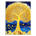 엔픽아트 캔버스형 보석십자수 40 x 50 cm 풍경 환상적 황금 나무 1개 MK006