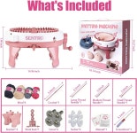 SENTRO 뜨개질 기계 48 바늘 성인 초보자를 위한 줄 카운터가 스마트 직기 모자 양말용 원형 이중 니트 직기 기계 키트 Pink12