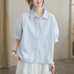 여자 여름 셔츠 블라우스 면 반팔 슬림핏 상의 BE2