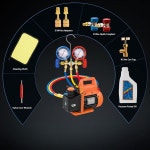 VTG VOGTEN 4 5 CFM AC 진공 펌프 게이지 세트 미니 스플릿 HVAC 자동 시스템용 R134a R12 R22 R502와 호환되는 매니폴드 키트 캔 탭 R4