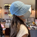 LND 워싱 데님 보닛햇 캡 모자 청모자 스트링 여성 여름 여행 여자