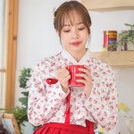 예다움 뉴 하얀꽃 생활한복 저고리 한복 봄장미 저고리 대