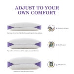 HOMELAB 조절 가능한 파쇄 메모리 폼 베개 퀸 사이즈 탈착식 커버가 수면용 쿨링 베드 베개 옆구리 허리 중간 20 x28 2팩