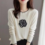 장미 간절기 환펀니트티 라운드 긴팔티