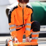 형광 안전복 상의 자켓 형광 바지 S