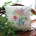 프랑스자수패키지-꽃다발 린넨 쿠션만들기 J4017