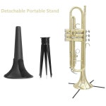TUOREN 트럼펫 스탠드 휴대용 금속 5족 홀더 접이식 액세서리 코넷 브라스 악기 1개 A- 4 Legs