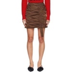 GANNI 브라운 태피터 미니 스커트 222144F090010