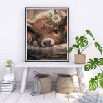 초보자 네피아후 카우 크로스 스티치 키트 - 11CT 카운트 스탬프 자수 귀여운 동물 바늘 포인트 12x16 X-TR309-002
