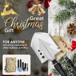 경로 북쪽 생존 삽 스테인리스 스틸 접이식 멀티 툴 손전등 - 배낭여행 캠핑 장비를 위한 호신용 하이킹 스틱 사냥 비상 키트를 갖춘 야외... 